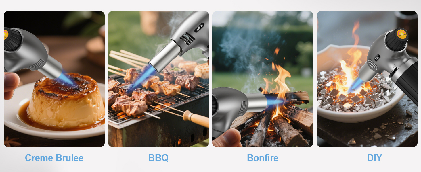 Пальник для крем-брюле Sondiko, газова плита для десертів, паяльник з блокуванням безпеки, срібно-чорний