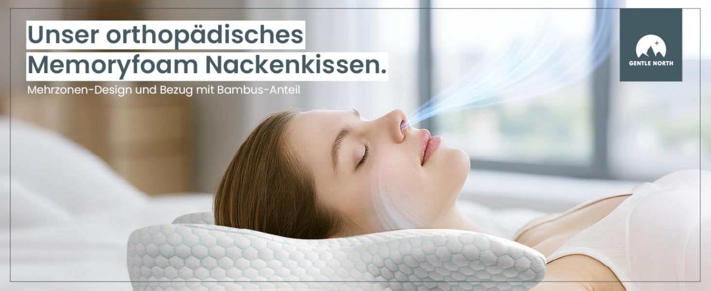 Ортопедична подушка для шиї при болях у шиї з високоякісної піни з пам'яті - Ергономічна подушка для шиї - Подушка для тих, хто спить на боці, на спині та на животі - знімний чохол, придатний для прання при 40°C (61 x 40 x 12, блакитна)