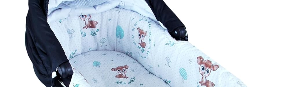 BABYLUX бортик для дитячого візка та люльки + матрац, 2-елементний комплект, двосторонній, білий з серцями