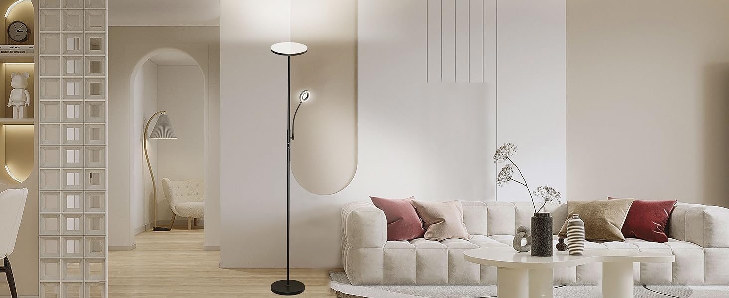 LED-стійка лампа Modlicht 35W з регулюванням яскравості, чорна, 4200LM з пультом ДУ та сенсорним керуванням, 3000-6000K, для вітальні, спальні, офісу