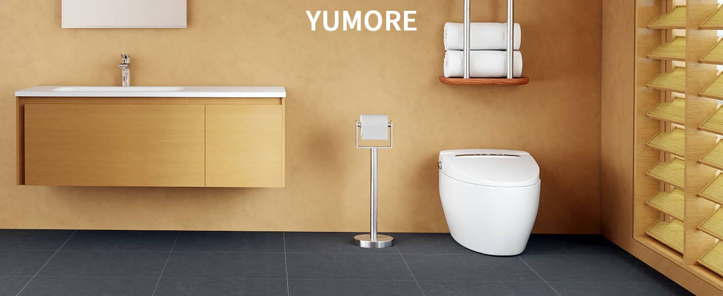 Тримач для туалетного паперу YUMORE підлоговий, стійкий органайзер з обважненою основою з нержавіючої сталі, класичний стиль, сріблястий