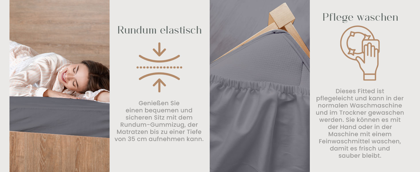 Utopia Bedding - 6-Piece Fitted Sheet Set - 90 x 200 cm - Grey - Brushed Microfiber Fitted Sheet - 35 cm Deep Pocket