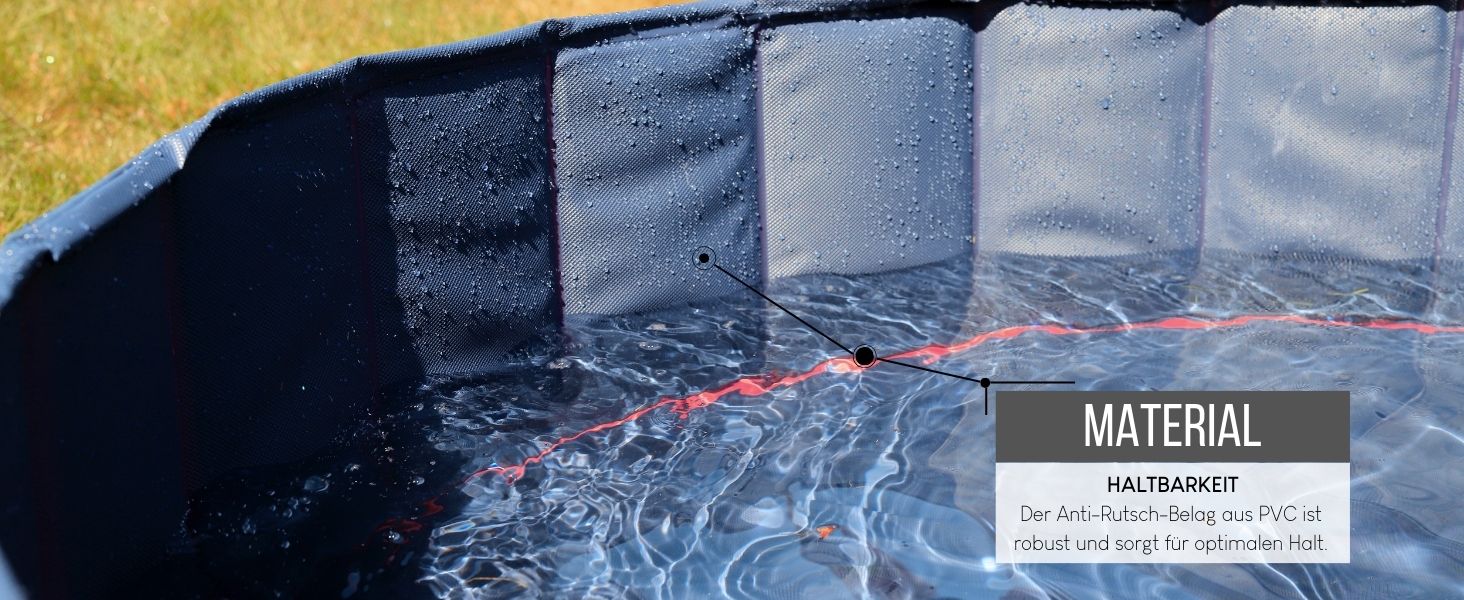 Дитячий надувний басейн Lionto для собак, Ø 80 см, 20 см, антиковзаюче покриття, зливний отвір, без насоса, синьо-червоний, S