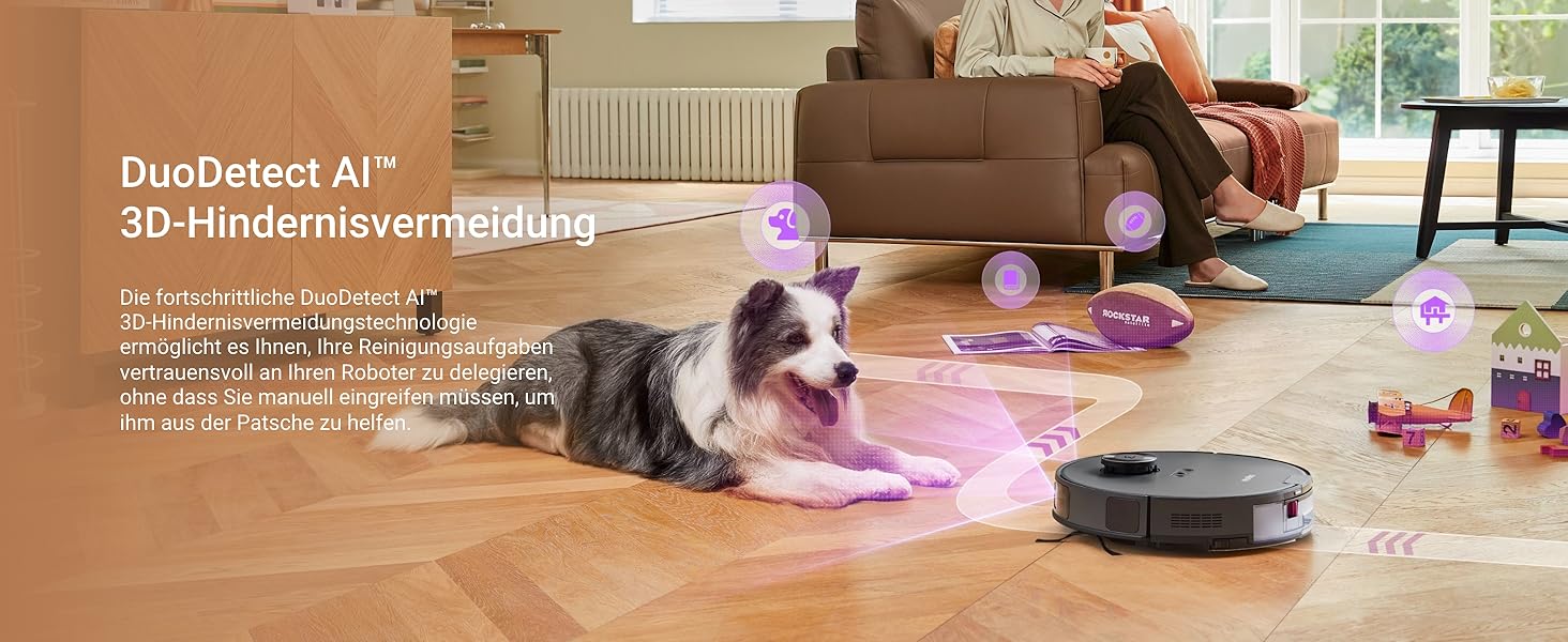 Робот-пилосос EUREKA E20 Plus чорного кольору з функцією миття підлоги, LiDAR-навігація, 4000Pa, автопідняття мопа, керування через додаток та голосовий помічник, ідеально для видалення шерсті тварин