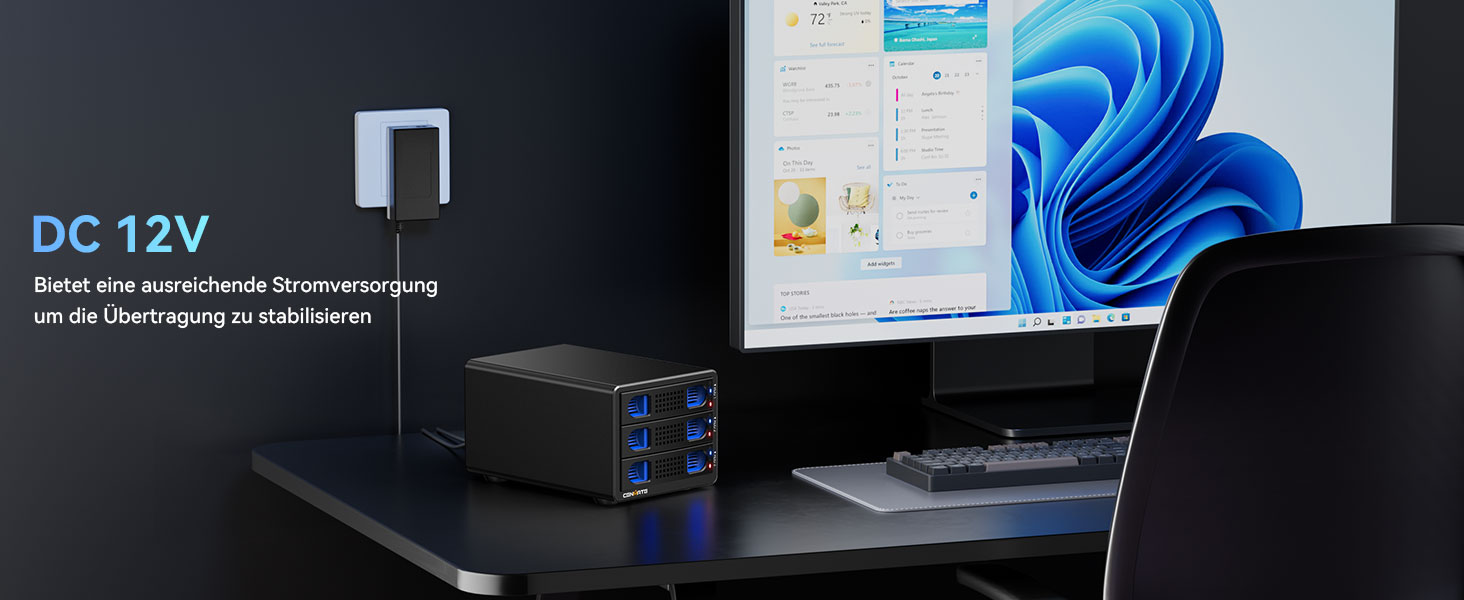 Корпус для жорстких дисків на 3 відсіки з алюмінію, USB 3.0, SATA HDD/SSD, Hot-Swap, DAS (без RAID/NAS)