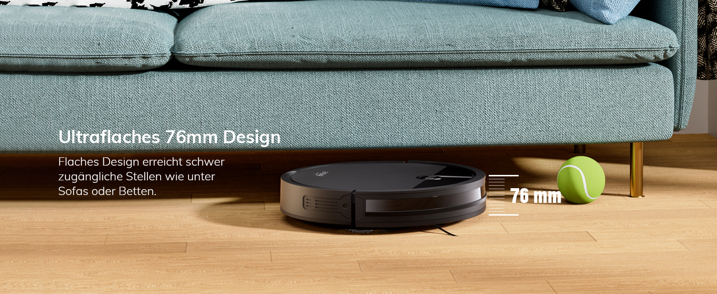 Робот-пилосос безщітковий, самостійно заряджається, з пультом дистанційного керування, тихий, для шерсті тварин та твердих поверхонь, E3