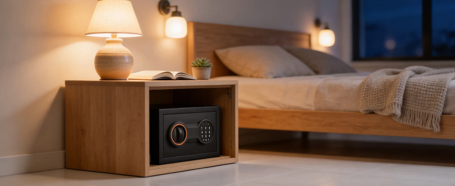 Компактний міні-сейф для дому на 7.5л з кодовим замком та ключами, вогнетривкий сумка, вбудоване підсвічування для грошей, прикрас та ліків