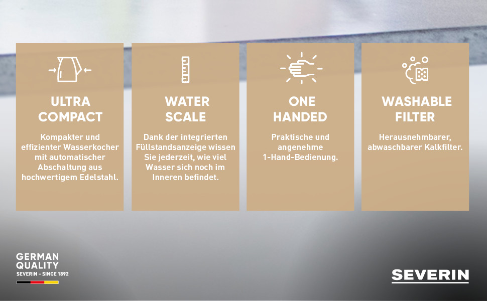 Електричний чайник Severin WK 9265: 1.7 л, бездротовий, з нержавіючої сталі, чорний
