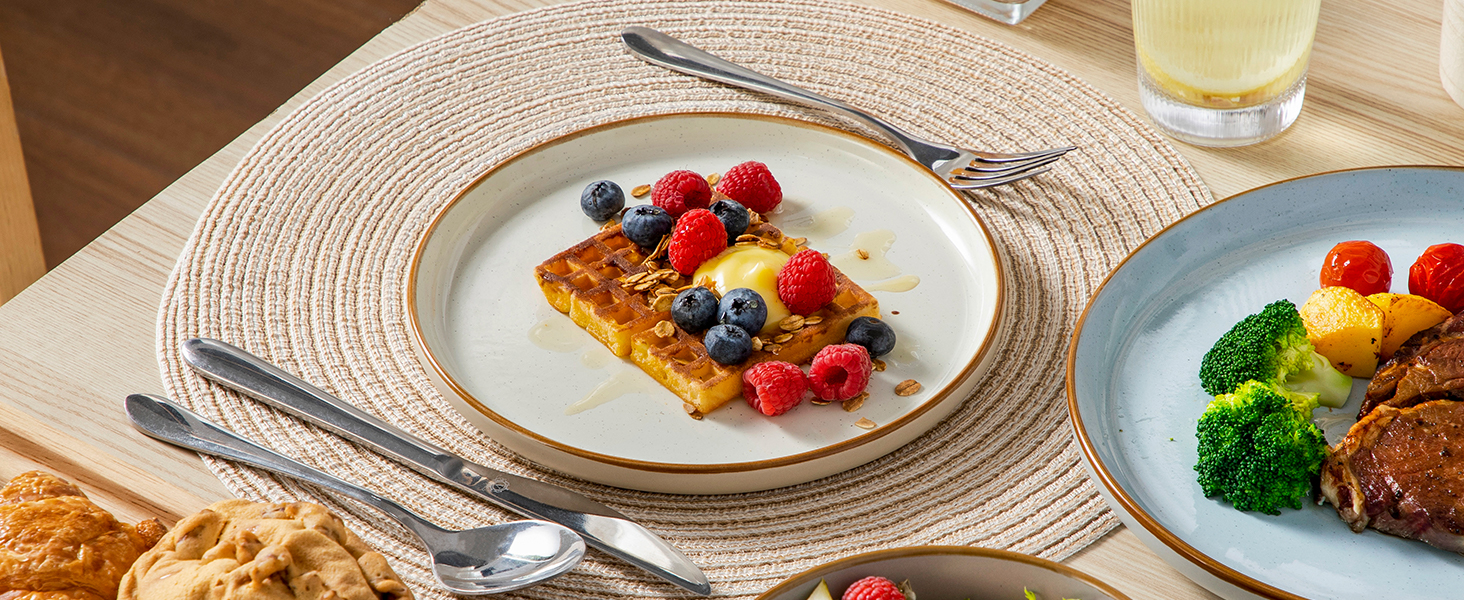 Набір посуду vancasso RENO 36 предметів: тарілки, супові тарілки, десертні тарілки, миски. Набір посуду з кераміки для 6 осіб, сучасний дизайн, безпечний для миття в посудомийній машині та розігріву в мікрохвильовій печі.