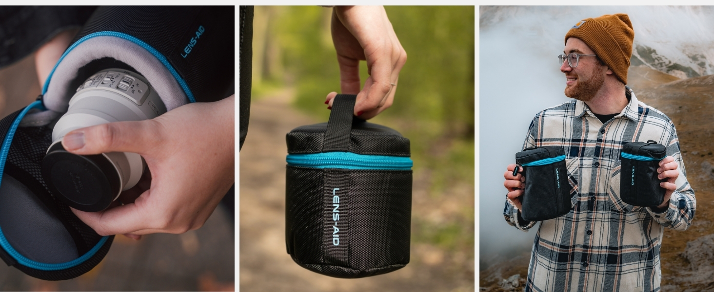 Чохол для об'єктива LENS-AID: захисна сумка з блискавкою та ремінною пряжкою