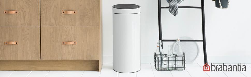 Відро Brabantia Touch Bin New 40 л з висувним контейнером, нержавіюча сталь, 32.8 x 48.3 см, білий