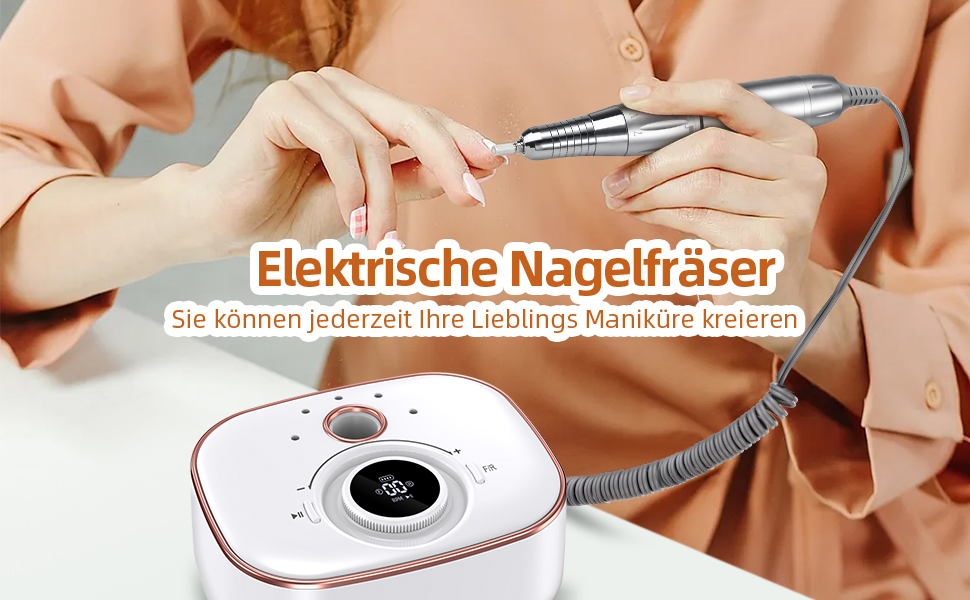 CIVPOWER Набір для манікюру та педикюру: професійний електричний фрезер для нігтів з акумулятором 4000mAh, 13 насадок