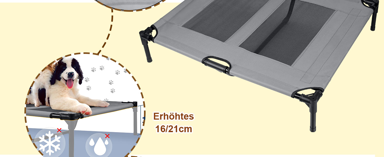 Ліжко для собак з балдахіном, лежанка для тварин Outdoor 2 в 1, софа для собак, піднята лежанка для котів та собак великих та маленьких порід, 122x92x102 см