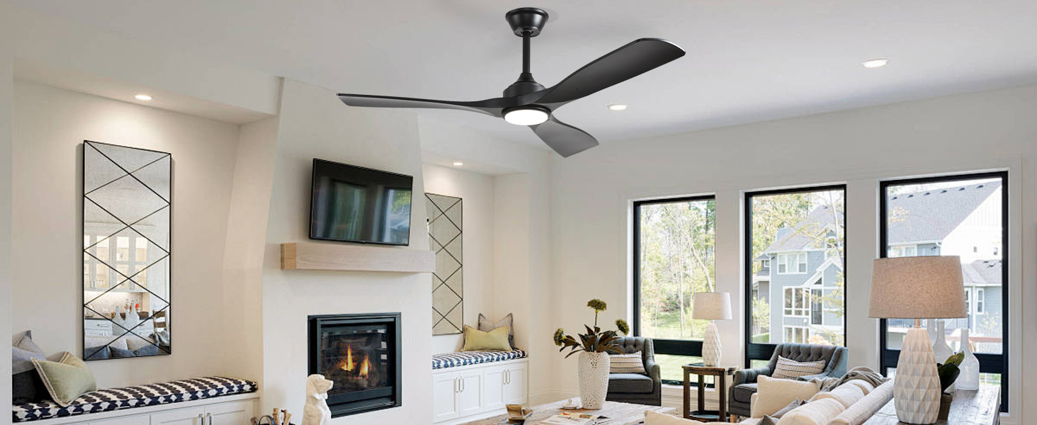 Стеляний вентилятор Depuley Leise з підсвічуванням для вулиці: LED лампа з вентилятором для саду, тераси - 132см, з пультом керування, для вітальні, ресторану, офісу (Чорний, 52'' з підсвічуванням)