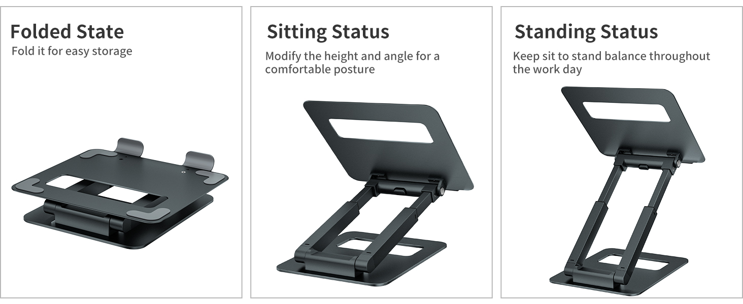 Adjustable Laptop Stand for Desk - Telescoping Design, Ergonomic Riser for 10-17 inch Laptops (Gray)