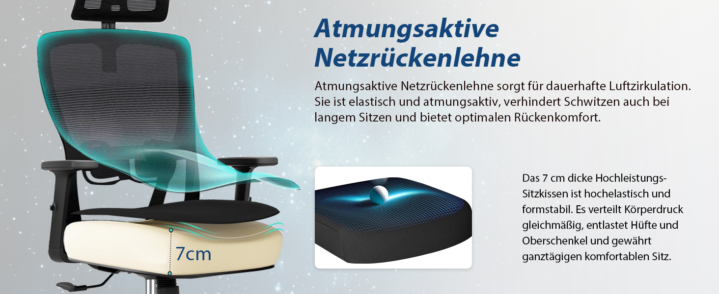 Ергономічне офісне крісло з регульованою спинкою та підголівником, до 150 кг, чорне X-Large
