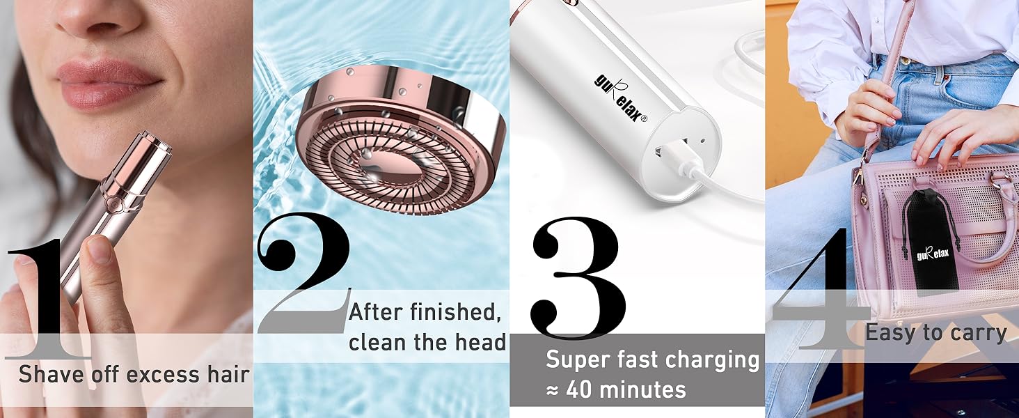 Електричний епілятор для обличчя для жінок, 2 змінні насадки, безболісний, для щік та підборіддя, білий