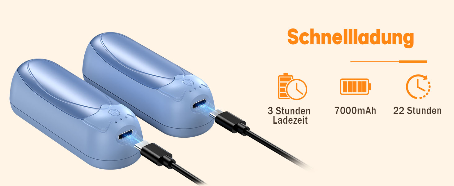 Електричні грілки для рук 2 шт. 7000mAh з 3 рівнями нагріву, портативні магнітні грілки для рук, подарунок на зиму для жінок та чоловіків (2 шт. блакитні)