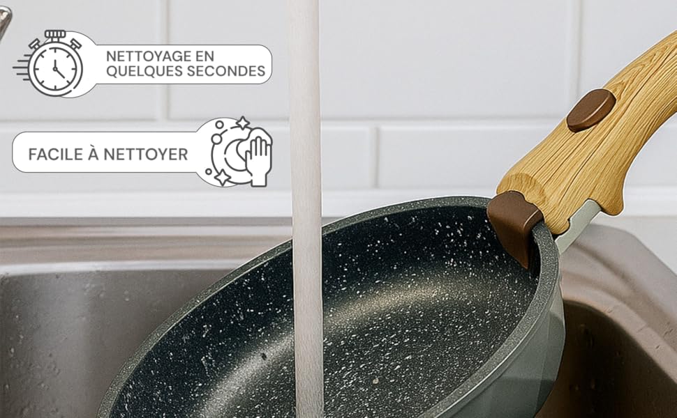 Набір посуду Royal Swiss, індукційний, 9 предметів, 2 знімні ручки, товстостінний посуд з кришкою для всіх типів плит - Бежевий Діамант - Каструлі та сковорідки без PFOA, PFAS