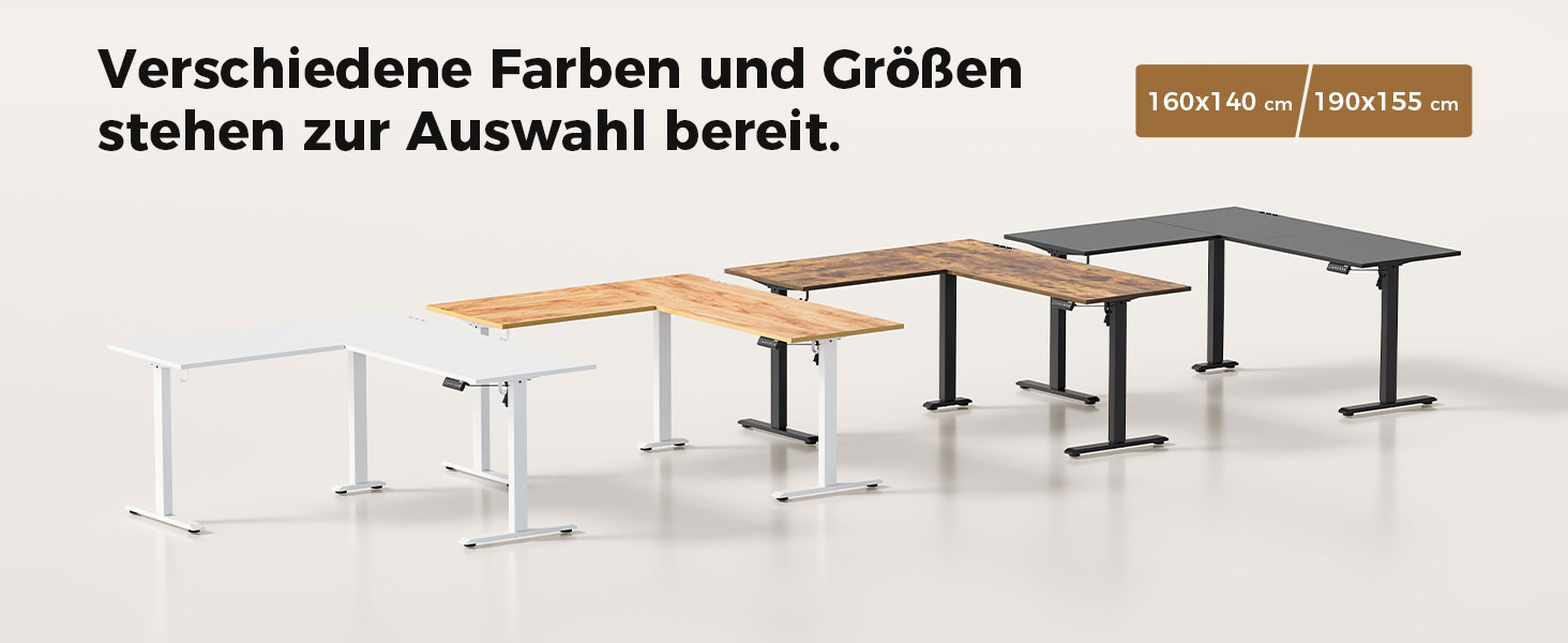 Електричний кутовий стіл Agilestic з регулюванням висоти 160 x 140 см, чорний. Ергономічний стіл для роботи та навчання, комп'ютерний стіл з регулюванням висоти.