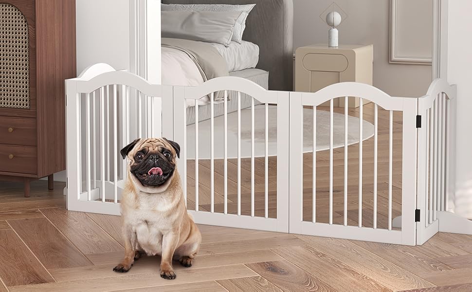 Парапет для собак PawHut, 5 секцій, 261.5 x 61 см, розкладний, з дверцятами, білий