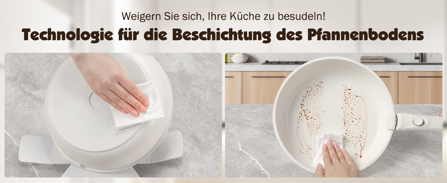 Набір посуду YASHE 21 предмет: каструлі та сковорідки з антипригарним покриттям, знімні ручки, скляні кришки, індукційне дно, термостійкий, білий