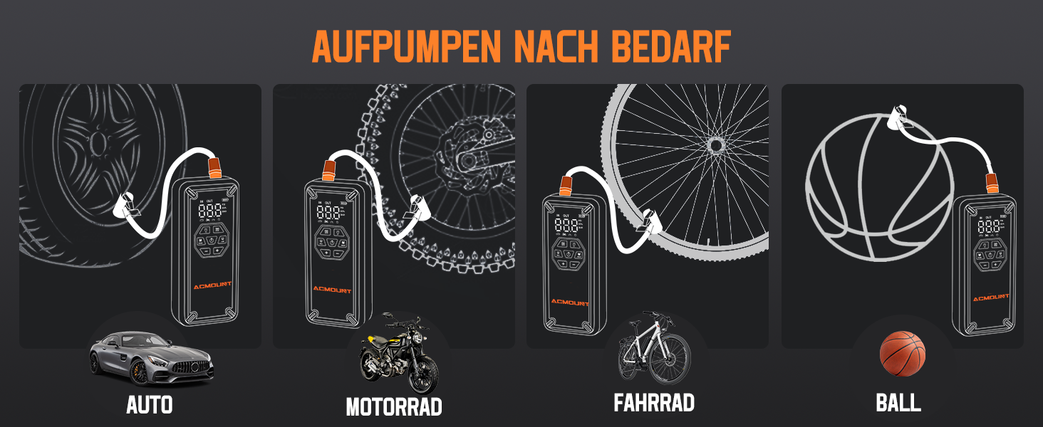 Powerbank для авто Acmount Starthilfe з компресором, 7000A, 150PSI, LCD, LED, до 9L бензину/8L дизеля