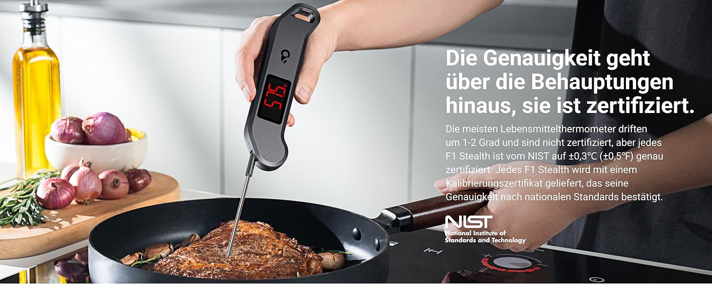 Цифровий термометр для м'яса ThermoMaven – миттєвий показник за 1 секунду, сертифікований NIST, ±0,3°C, водонепроникний (IP65), магнітний, для приготування на грилі, барбекю, духовки, кухні, чорний