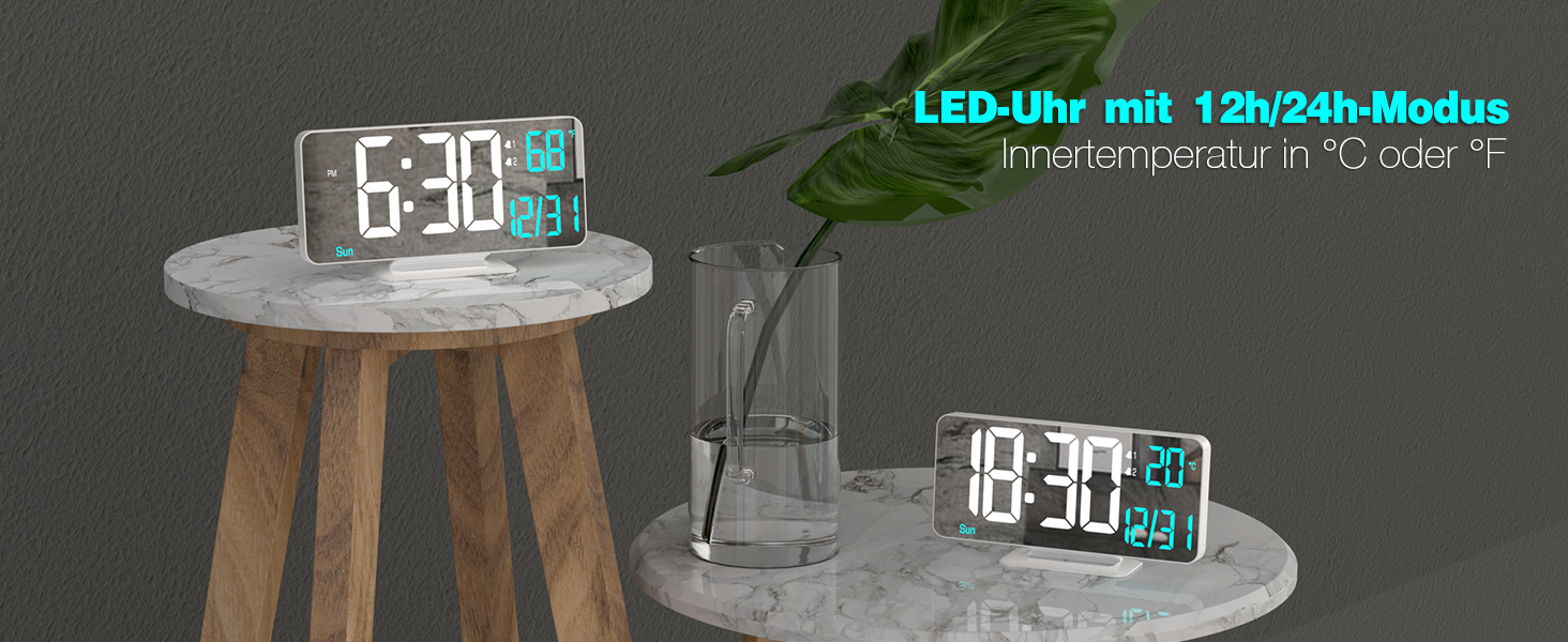 Цифровий LED годинник-будильник KOSUMOSU для спальні 6.7