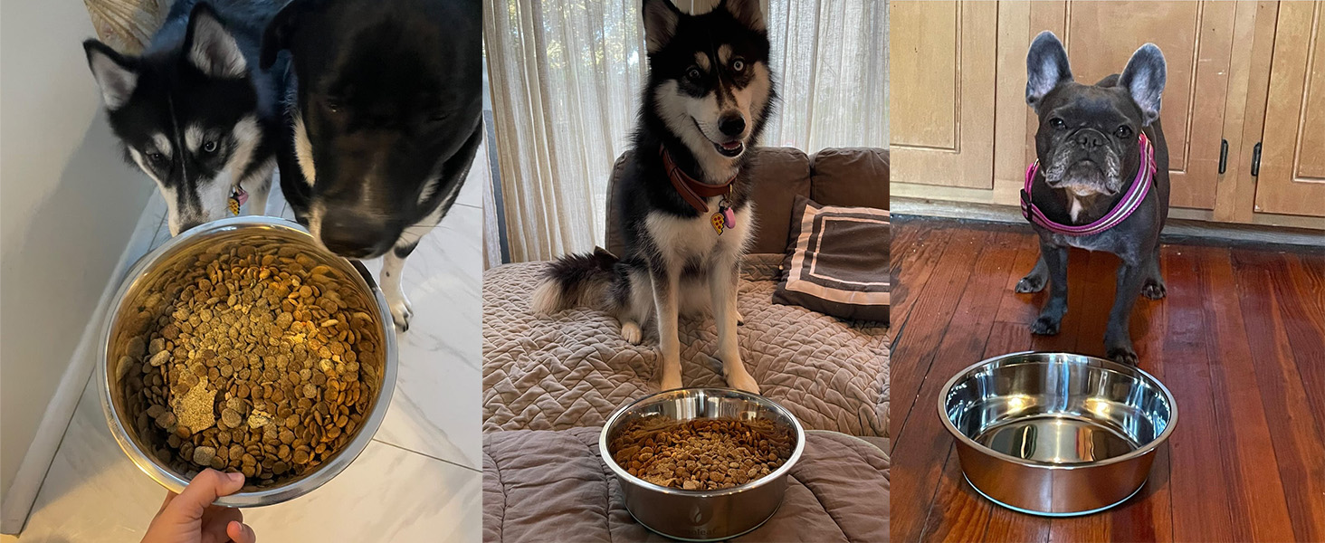 Набір мисок для собак LumoLeaf, нержавіюча сталь, великі, 2 x 3000 мл, з протиковзким силіконовим дном, для великих і середніх собак, миска для їжі та води, придатна для миття в посудомийній машині (подвійний набір)