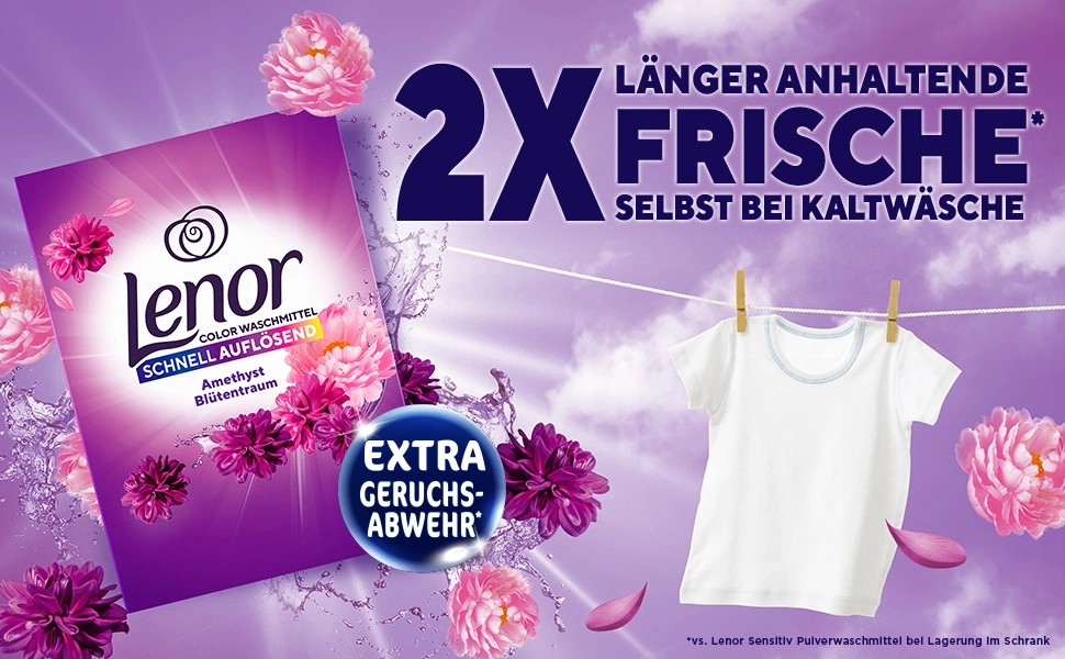 Пральний порошок Lenor Amethyst Blütentraum для прання білизни, 90 прань