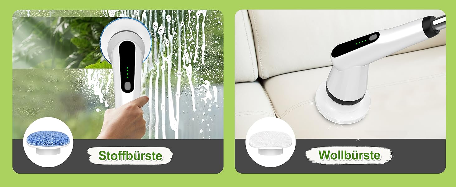 Електрична щітка для прибирання з 7 насадок, водонепроникна IPX7, регульована ручка, для ванної, кухні, підлоги, авто, біла