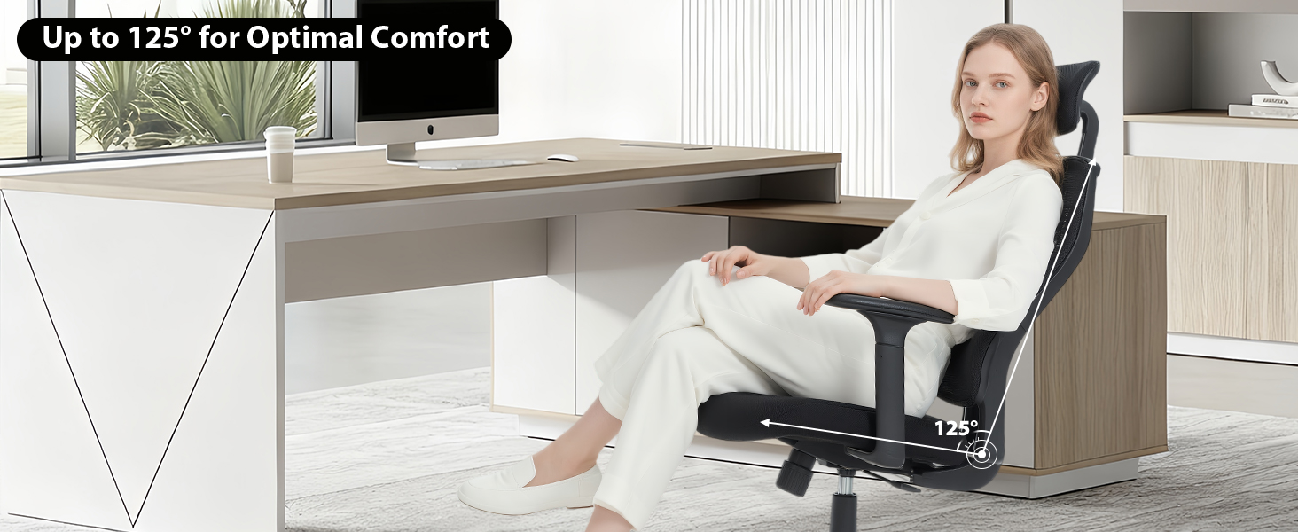 Коламі - Ергономічне крісло для офісу та дому, чорне, з регульованою підголівником та підлокітниками