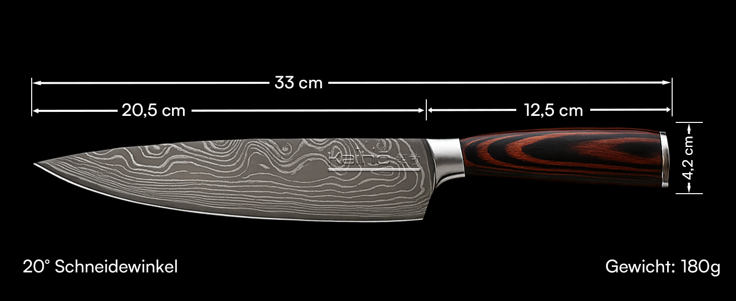 Преміум кухонний ніж для професіоналів та поціновувачів – 20,5 см, нержавіюча сталь 5Cr15, ергономічна ручка, подарункова коробка, довговічний та гострий ніж