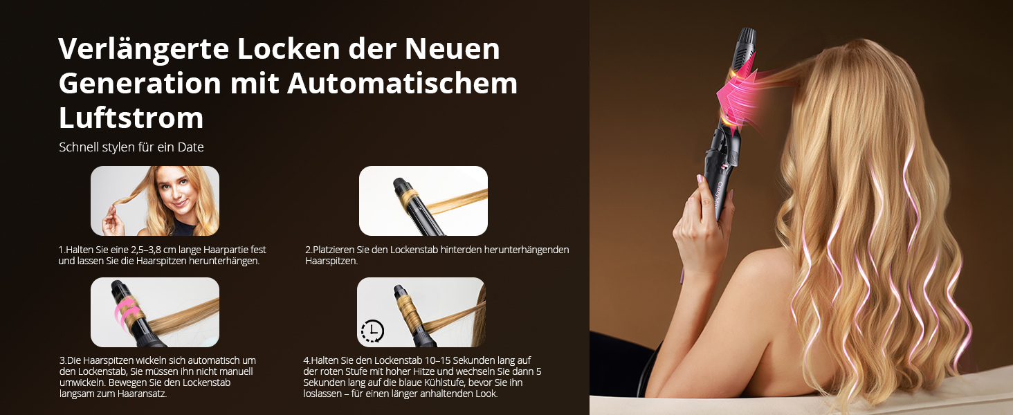 Фен-щітка Rundbürstenföhn 7-в-1 Airstyler з іонізацією, 110 000 об/хв. Професійний стайлер для волосся: локони, укладка, об'єм, випрямлення. Чорний