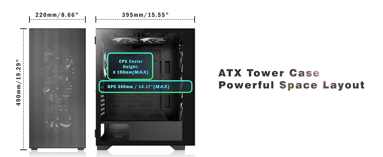 Корпус ПК KEDIERS H05: Ігрова Mid-Tower з 6 вентиляторами ARGB та скляною панеллю