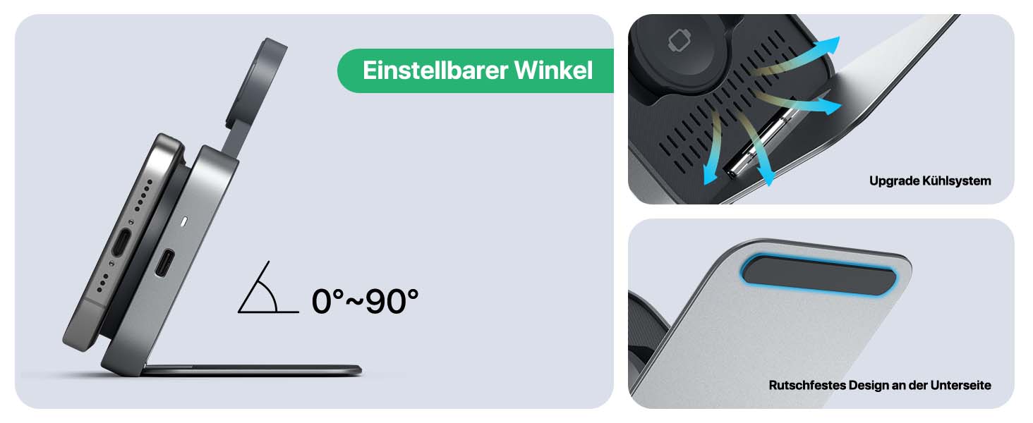 Бездротова зарядка MagSafe для Apple Watch та iPhone (сірий колір), сумісна з iPhone 16 15 14 13 12, iWatch Series, AirPods Pro 3 2