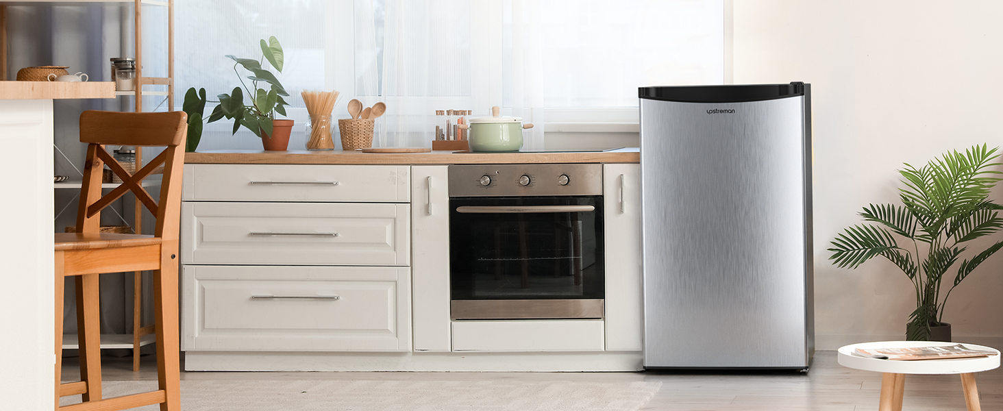 Холодильник Upstreman 91L з функцією швидкого охолодження, 5 температурних режимів (1-8℃), енергоефективний, 41 дБ, компактний та місткий, для студентського гуртожитку/офісу, BR321 (срібний)