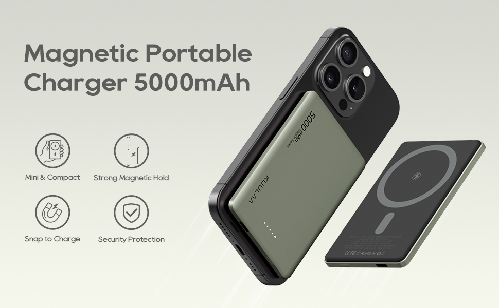 Power Bank Magsafe 5000mAh, 8мм, Gray (5000mAh-Titan) - Швидка зарядка USB-C, Бездротова зарядка