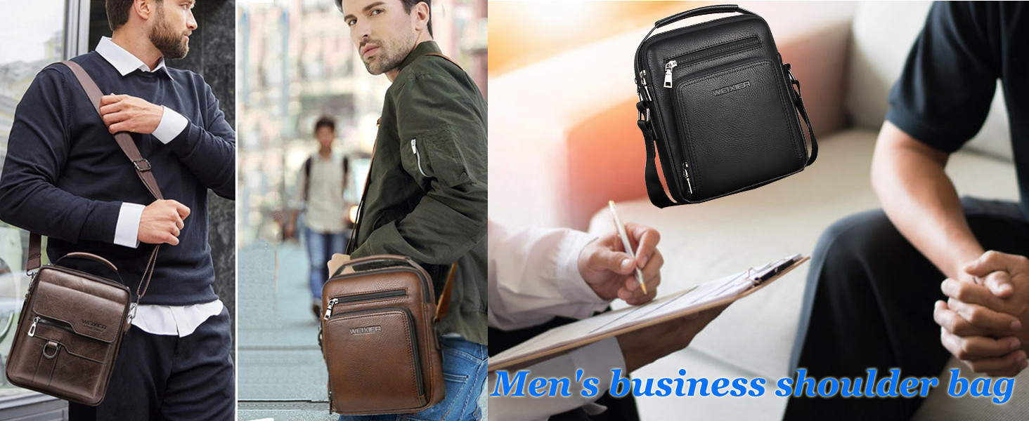 Чоловіча сумка через плече/месенджер з натуральної шкіри (колір: коричневий)