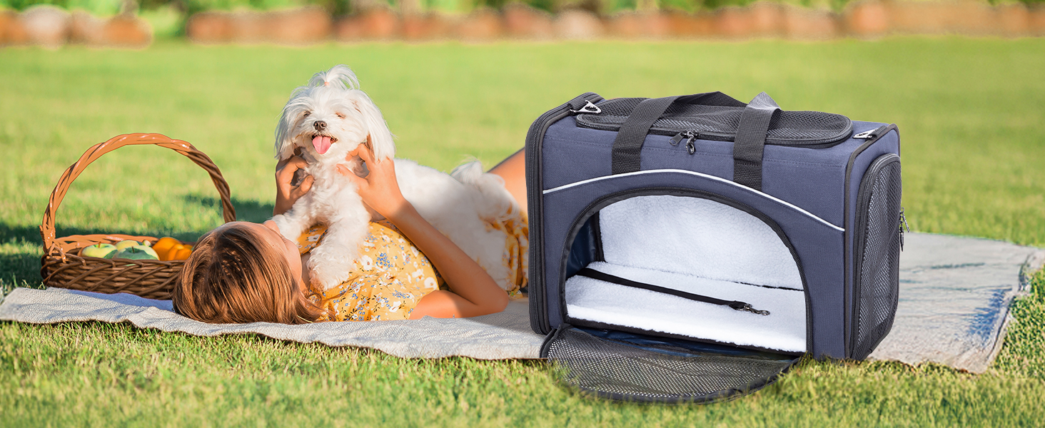 Транспортна сумка Petsfit для котів та собак | Авіапереліт, авто та поїзд | S/Blau