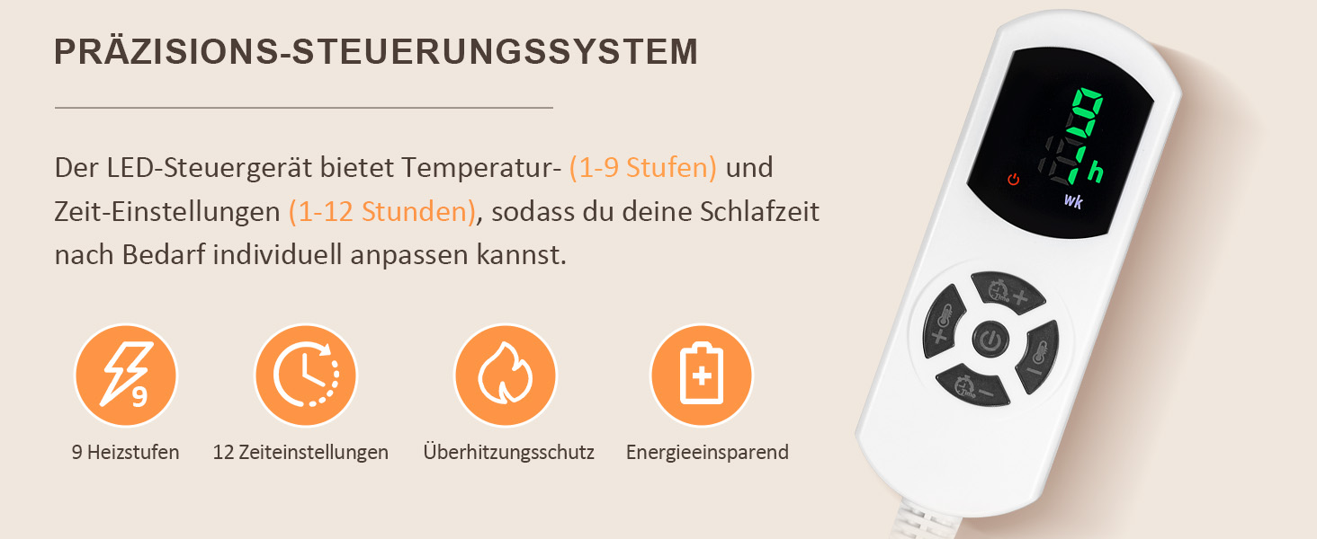 Електрична ковдра Nalome з автовимкненням 160*130 см, 9 температурних режимів, таймер 12 годин, захист від перегріву, пральна машина, фланцель, сіра