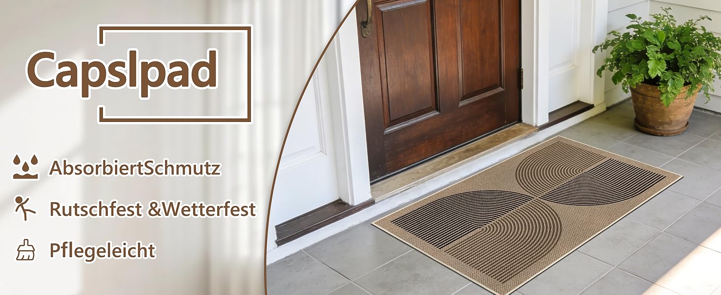 Килимок для дому та вулиці 50x80 см, джутовий, з антиковзаючим покриттям, для входу, балкону (Чорно-коричневий)