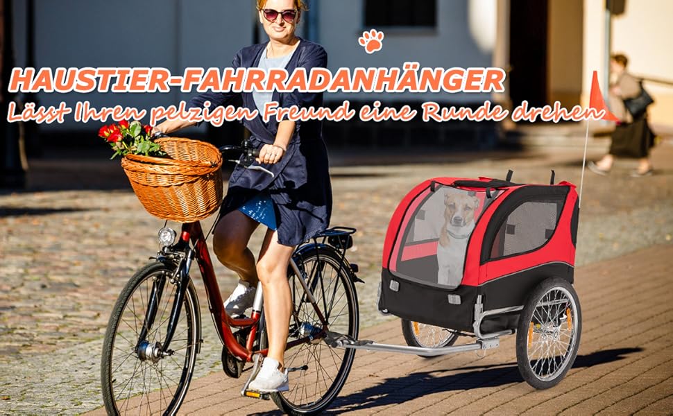 Фаркоп для велосипеда Costway для собак до 40 кг, червоний, складаний