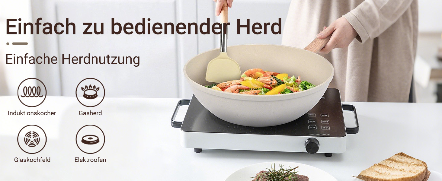 Набір каструль 12 шт. Induktion Kochset: Набір посуду з медичного каменю з кришкою, антипригарне покриття. Ідеально для приготування, смаження та випікання (чорний)