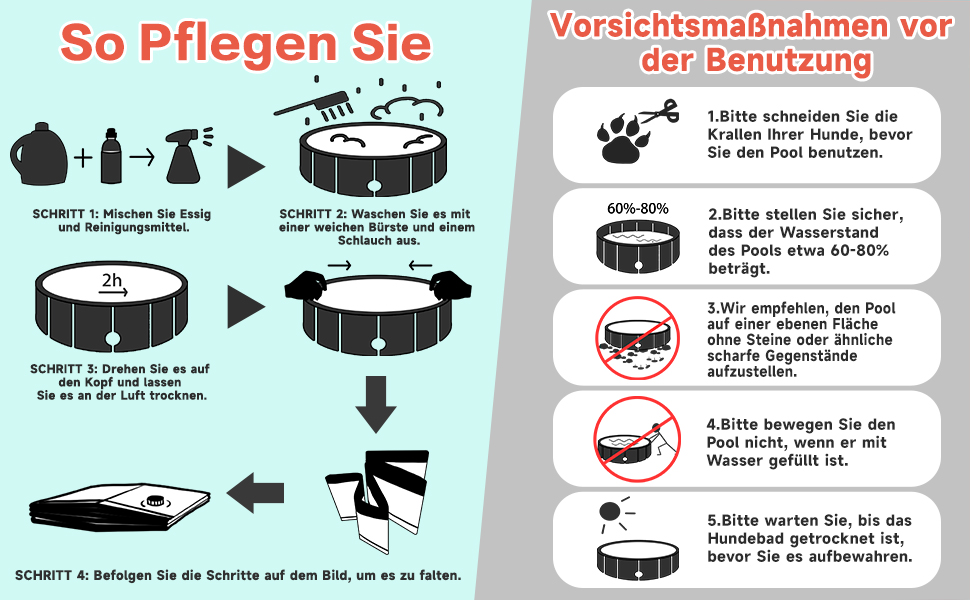 Басейн для собак Demigreat, 80/120/160 см, складаний, PVC, для великих та малих собак, (M: 120x30 см, кавун)