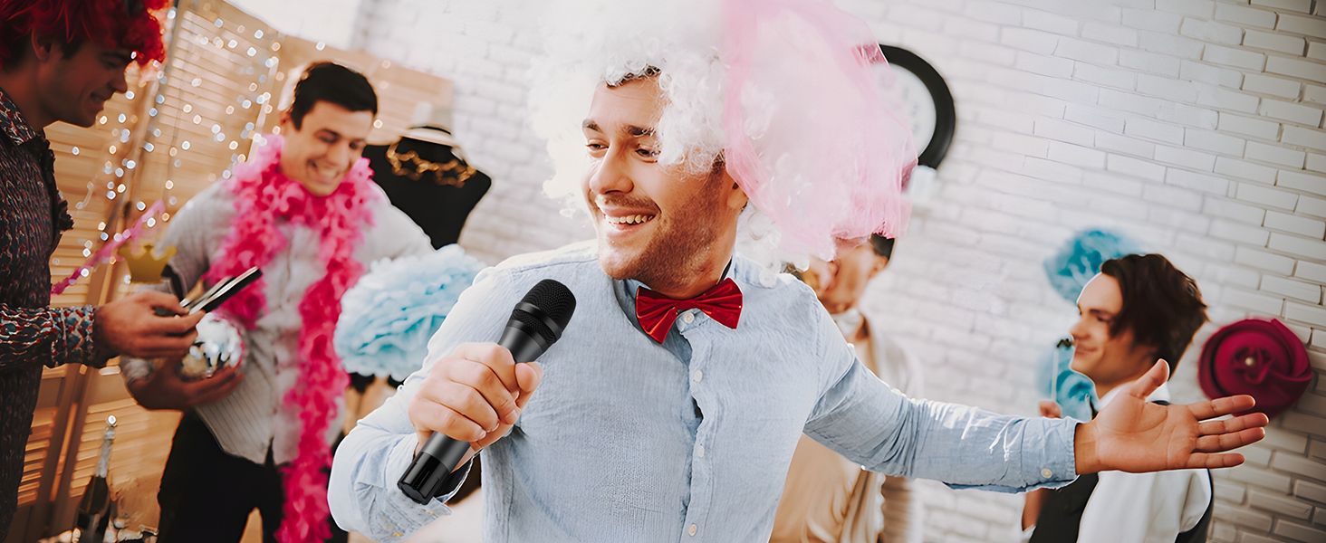 Бездротові мікрофони: комплект 2 шт. з приймачем, UHF, 60м, для вечірок, конференцій, караоке (сірий)