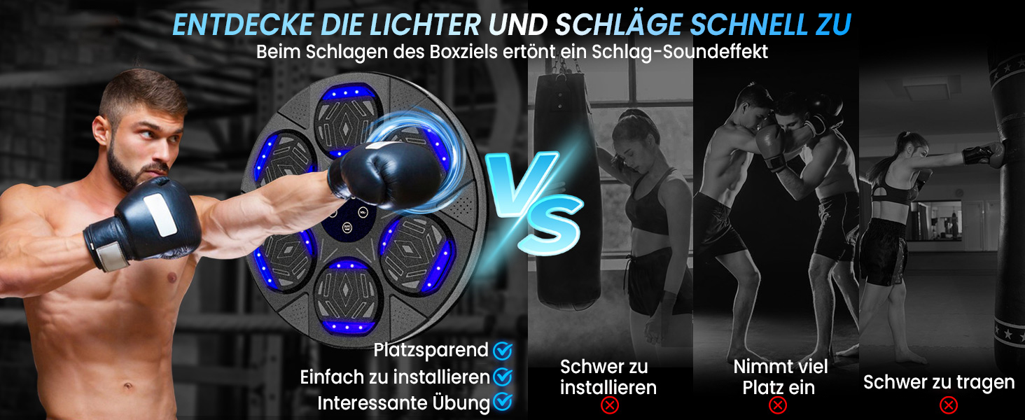 Bluetooth Music Boxing Machine with LED Lights - Wall Mounted Punching Bag with Boxing Gloves & 7 Modes