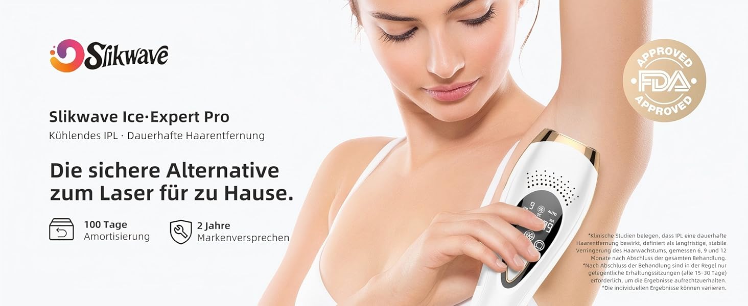 Пристрій для епіляції IPL з охолодженням 6°C, безболісна епіляція для тіла та обличчя, 999,900 імпульсів, 9 рівнів потужності, білий