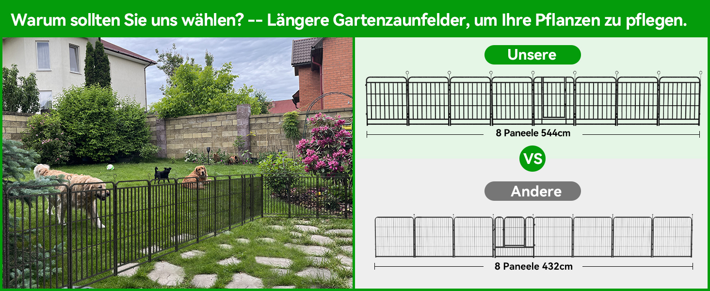 Вольєр для цуценят 544 см, 80 см у висоту, 8-секційний складний вольєр для тварин з дверцятами, вольєр для собак, котів, кроликів, для саду, збірка без інструментів, 8 секцій